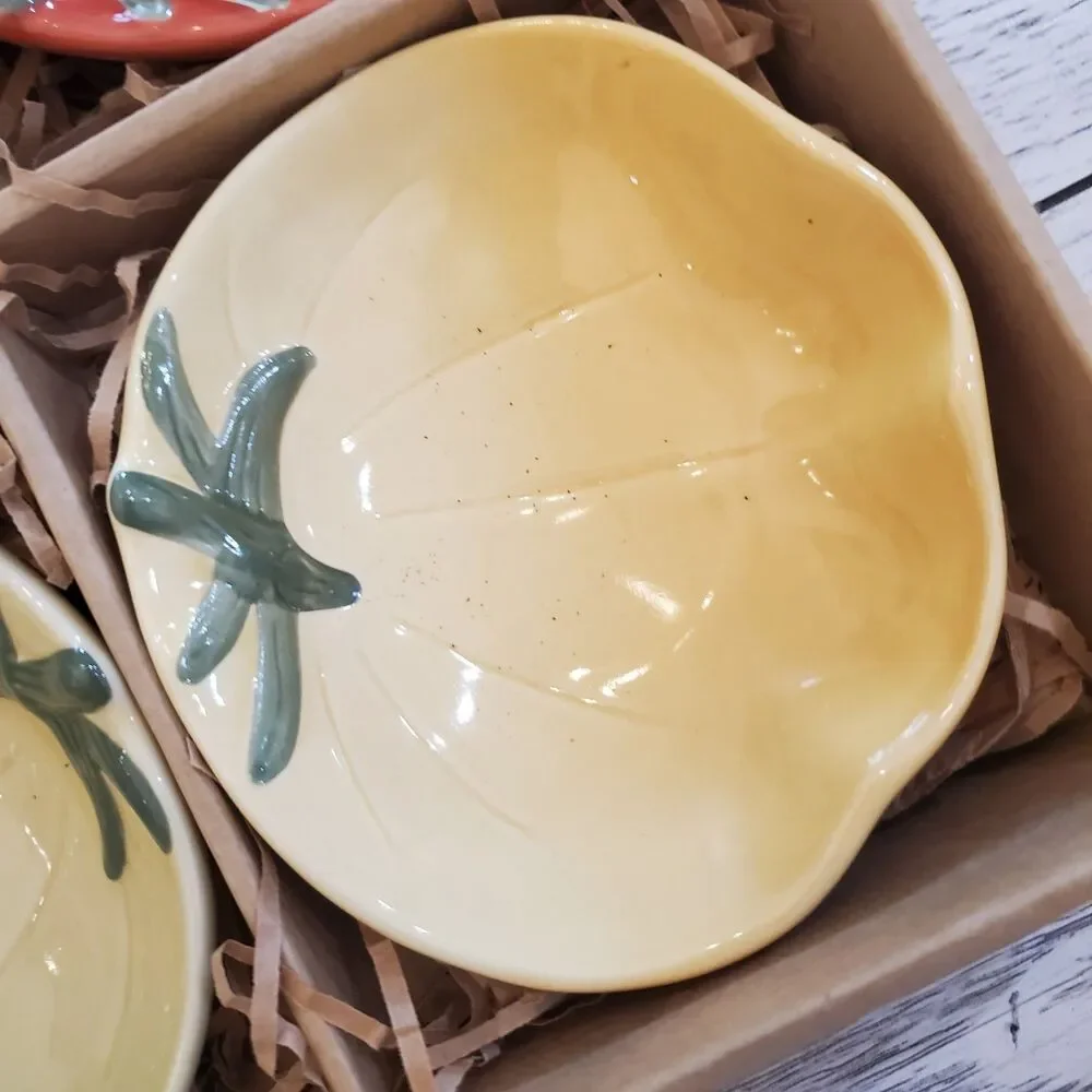 Williams Sonoma Boxcar Willies Ceramic HEIRLOOM TOMATO Dipping Bowls (4) NOB
